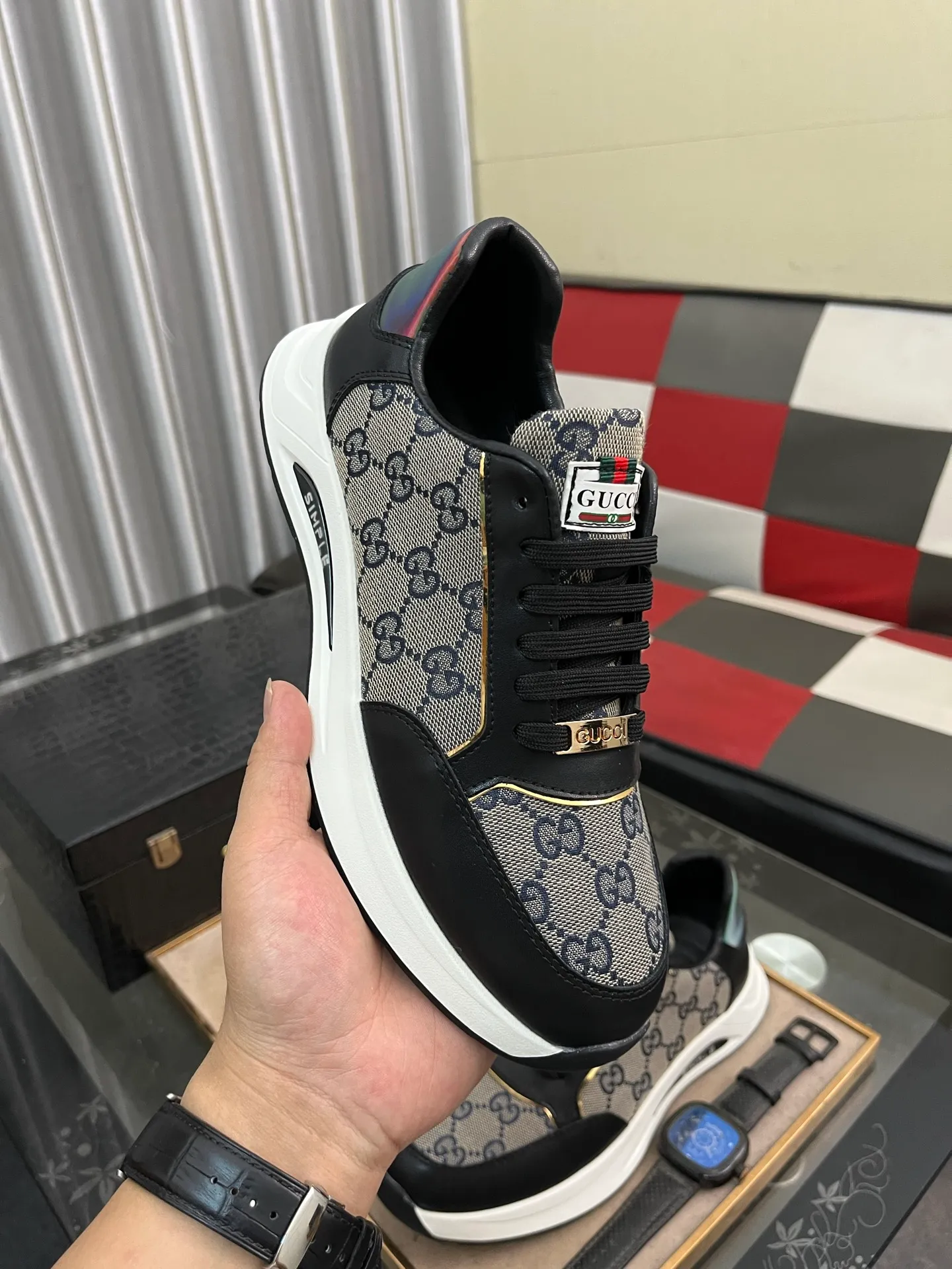Men's shoes 💰420⌚️⌚️[GUCCI] The latest trendy men's casual shoes, the fabric is made of embossed cowhide imported from Italy, comfortable sheepskin lining + feet, the original outsole is wear-resistant and non-slip, high-level version, exquisite workmanship. Code number: 38-442️⃣Colors available